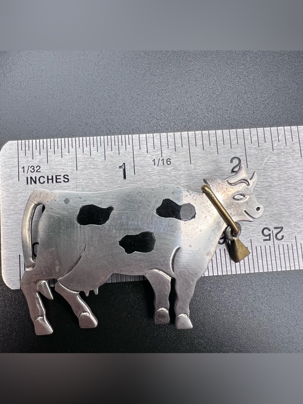 Sterling Silver Mexico Dairy Cow Brooch - Picture 4 of 5